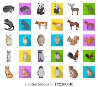 Realistic animals cartoon,flat icons in set collection for design. Wild and domestic animals vector symbol stock web illustration.