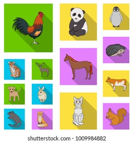 Realistic animals flat icons in set collection for design. Wild and domestic animals vector symbol stock web illustration.