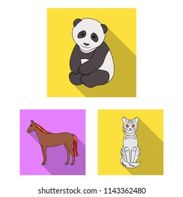 Realistic animals flat icons in set collection for design. Wild and domestic animals vector symbol stock web illustration.