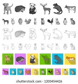 Realistic animals flat icons in set collection for design. Wild and domestic animals vector symbol stock web illustration.