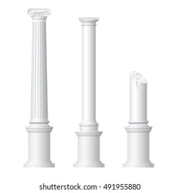Realistic antique columns isolated on white background vector illustration