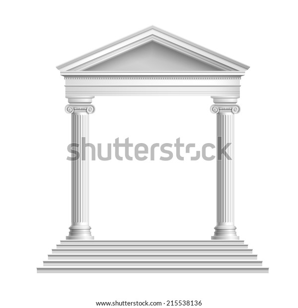 白い背景にリアルなアンティーク大理石の神殿とイオン性の柱 ベクターイラスト のベクター画像素材 ロイヤリティフリー