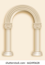 Realistic Antique Roman Column Arch Royal Architecture.Vector Background With Archway.Illustration Of Marble Arch,isolated