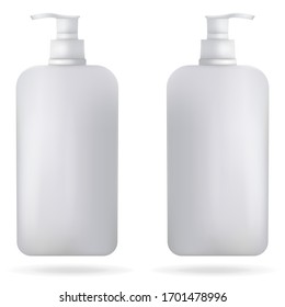 Realistic antiseptic spray drop. Layout of cosmetic or medical bottle, flask, bottle 3d illustration for your design. Vector illustration on a white isolated background.
