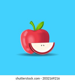 realistic apple vector illustration with sliced apple. isolated design
