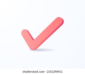 Realistic approve check 3d icon design illustrations. Done, complete, success, right tick vector design concept