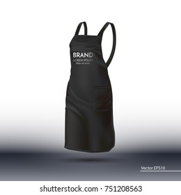 A Realistic Apron Made Of Black Fabric. Vector Illustration. Clothes Chef, Hairdresser. Cape For A Hairstyle.