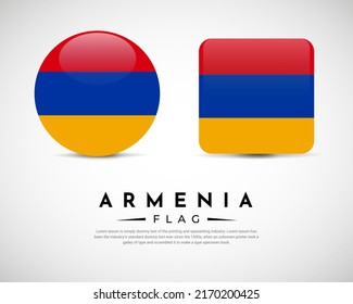 Realistic Armenia flag icon vector. Set of armenia flag emblem vector
