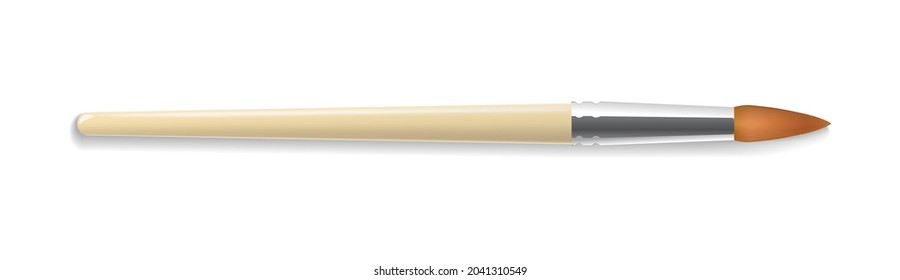 Realistic artist paintbrush isolated on white background