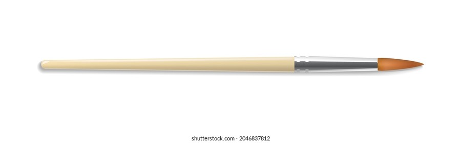 Realistic artist paintbrushes set. Fan, round, flat, angle brush. Watercolor, acrylic or oil brushes. Vector illustration