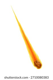 Realistic Asteroid on Fire, Comet in Outer Space Background, Vector Illustration