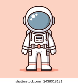 Ilustración de vector de dibujos animados de astronauta realista con objeto aislado y fondo