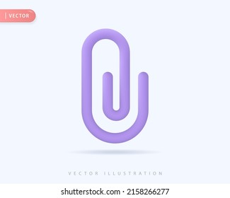 Realistic attachment 3d icon design illustrations. Paperclip, attach file, pin, tool, office vector design concept