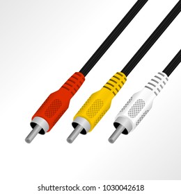 Realistic audio (SVHS) cable vector illustration.