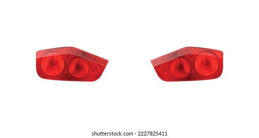 Realistic auto headlights composition with isolated images of automobile parking break lights vector illustration