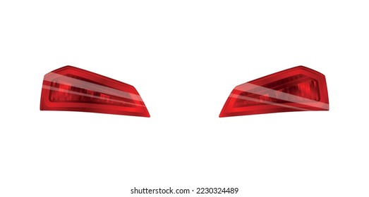 Realistic auto headlights composition with isolated images of automobile parking break lights vector illustration