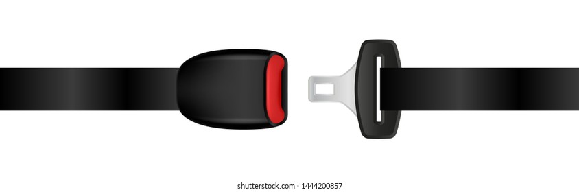 Realistic automobile open seat belt. Unlocked safety belt isolated on a white background.
