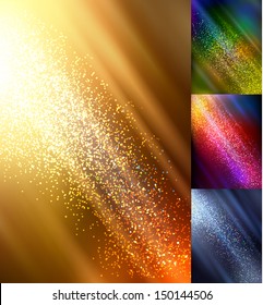 realistic autumn bokeh lights - set of vector backgrounds with all season colors