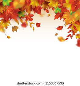 Realistic Autumn Falling Leaves Background