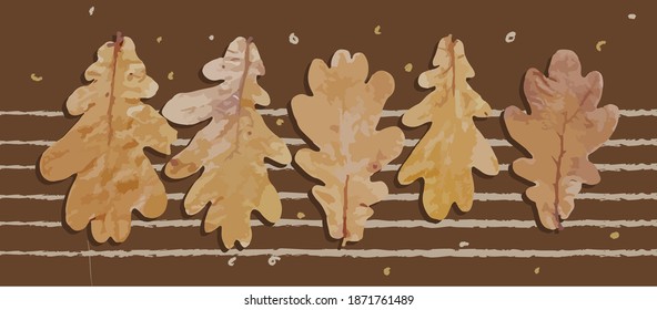 realistic autumn leaves for fabric design. texture decoration. Vector paint. Vector template collection. Nature background. Design element. Grain pattern.