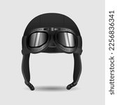 Realistic Aviator Hat with Goggles