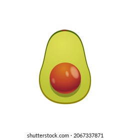 Ilustración de aguacates realistas. Vocado entero y cortado aislado en fondo blanco.