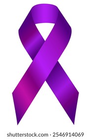 Realistic Awareness Purple ribbon. World International Women's Day, Animal Abuse, Crohn’s Disease, Alzheimer’s, Anti-Violence Day concept. 3d tape EPS 10. Design Template for poster, Website Magazine