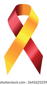 Realistic Awareness Yellow with red ribbon. World Hepatitis Day. Yellow-red awareness ribbon. 3d tape EPS 10. Design Template for poster, Website Magazine
