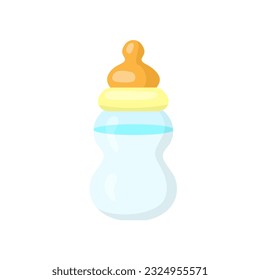 Realistic baby bottle with milk vector design element. Abstract customizable symbol for infographic with blank copy space. Editable shape for instructional graphics. Visual data presentation component