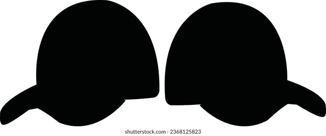 Vista posterior y lateral realista de la gorra de béisbol negra aislada en un vector de fondo blanco