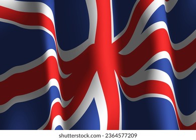 Realistic background abstract illustration of the UK flag waving the flag