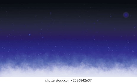 Realistic background of blue smoke, fog, steam, vapor cloud with particles flying upwards. Blue smoke slowly floats through space on a light background. Vector illustration.