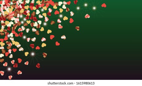 Realistic Background with Confetti of Glitter Particles. St. Valentine Day. Party pattern. Light Spots. Explosion of Confetti. Glitter Vector Illustration. Design for Banner.