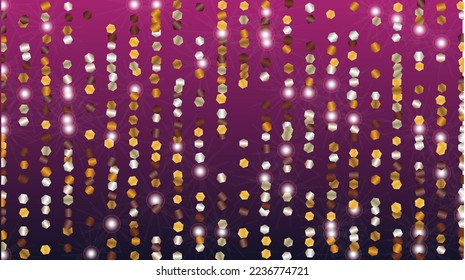 Realistic Background with Confetti of Glitter Particles. Sparkle Lights Texture. Disco pattern. Light Spots. Star Dust. Explosion of Confetti. Design for Template.