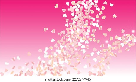 Antecedentes realistas con confetti de partículas brillantes. Día de San Valentín. Patrón de vacaciones. Puntos de luz. Explosión de Confetti. Ilustración del vector de brillo. Diseño para Revista.