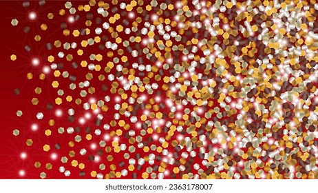 Realistic Background with Confetti of Glitter Particles. Sparkle Lights Texture. Holiday pattern. Light Spots. Star Dust. Explosion of Confetti. Design for Template.