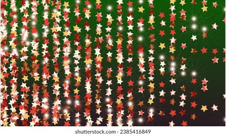 Antecedentes realistas con confetti de partículas brillantes. Sparkle Luces Textura. Patrón de Navidad. Puntos de luz. Star Dust. Explosión de Confetti. Diseño para tarjeta.