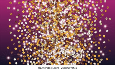 Realistic Background with Confetti of Glitter Particles. Sparkle Lights Texture. Christmas pattern. Light Spots. Star Dust. Explosion of Confetti. Design for Web.