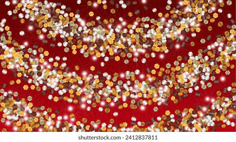 Realistic Background with Confetti of Glitter Particles. Sparkle Lights Texture. New Year pattern. Light Spots. Star Dust. Explosion of Confetti. Design for Template.