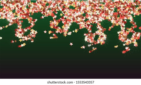 Realistic Background with Confetti of Glitter Star Particles. Sparkle Lights Texture. Christmas pattern. Light Spots. Star Dust. Christmass Design. Explosion of Confetti. Design for Banner.