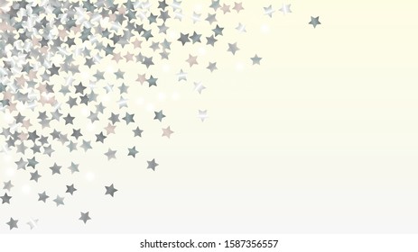 Realistic Background with Confetti of Glitter Star Particles. Sparkle Lights Texture. Anniversary pattern. Light Spots. Star Dust. Christmass Design. Explosion of Confetti. Design for Flyer.