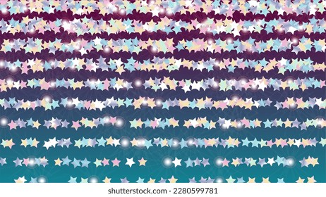 Realistic Background with Confetti of Glitter Star Particles. Sparkle Lights Texture. Birthday pattern. Light Spots. Star Dust. Christmass Design. Explosion of Confetti. Design for Advertisement.