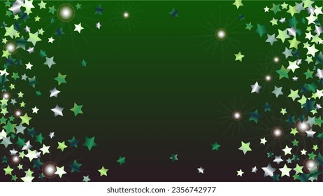Realistischer Hintergrund mit Confetti von Glitter Star Particles. Frische Lichter Textur. Neujahrsmuster. Lichtpunkte. Sternstaub. Christmasse Design. Explosion von Confetti. Design für Karte.