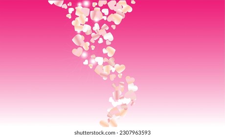 Realistic Background with Confetti of Hearts Glitter Particles. St. Valentine Day. Disco pattern. Light Spots. Explosion of Confetti. Glitter Vector Illustration. Design for Cover.