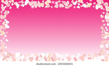 Realistic Background with Confetti of Hearts Glitter Particles. St. Valentine Day. Anniversary pattern. Light Spots. Explosion of Confetti. Glitter Vector Illustration. Design for Invitation.