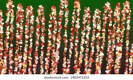 Realistic Background with Confetti of Hearts Glitter Particles. St. Valentine Day. Celebration pattern. Light Spots. Explosion of Confetti. Glitter Vector Illustration. Design for Banner.