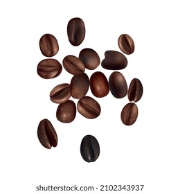 Realistic background with fresh roasted coffee beans vector illustration