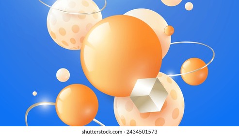 Realistic background with gold spheres vector design in eps 10