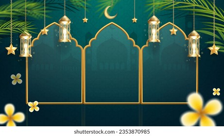 Realistic background muharram islamic new year celebration, suitable for greeting card, banner,est