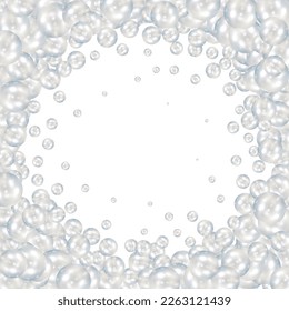 Realistic background of multiple pearls - vector eps10 illustration. Photo frame.